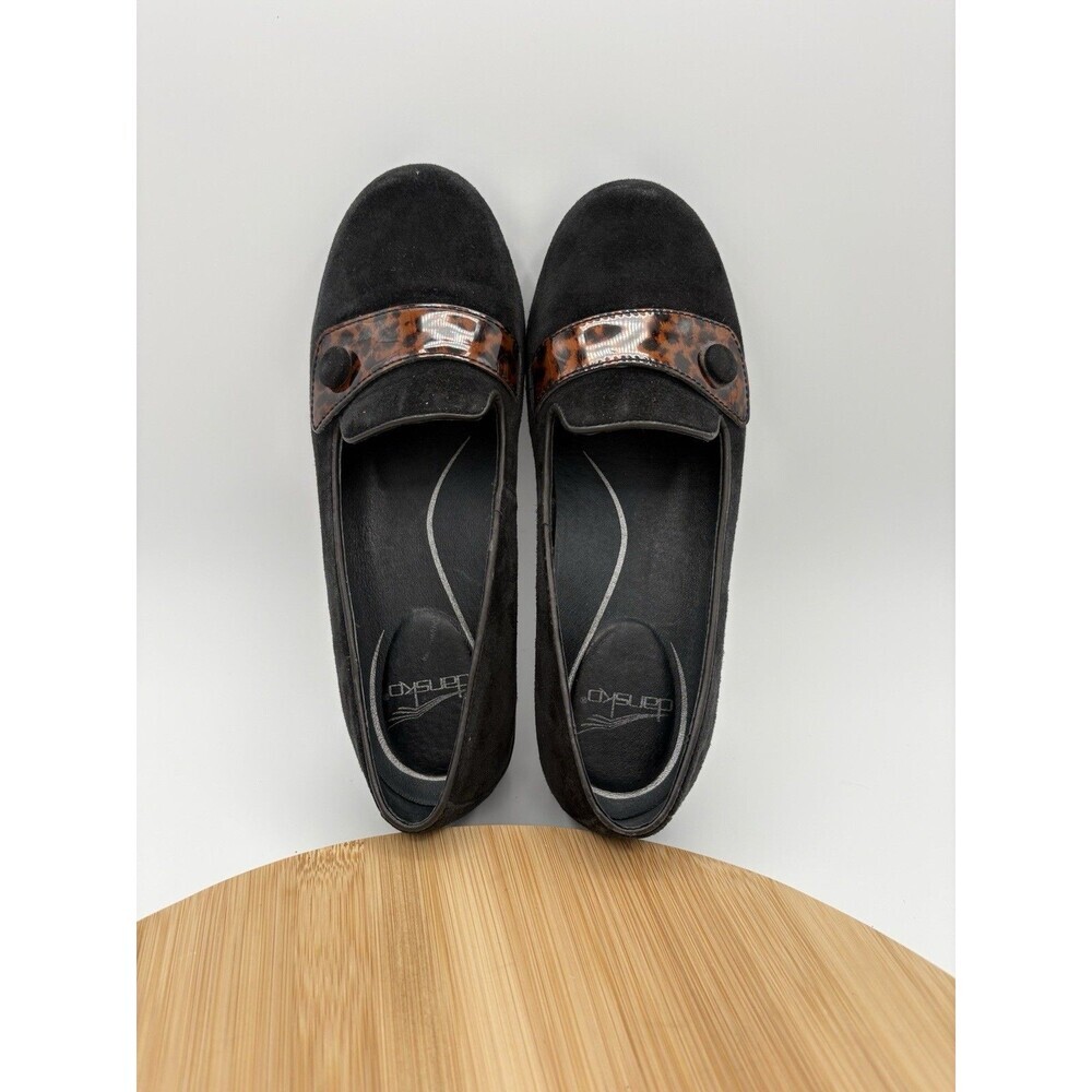 Dansko Olena Loafers EU 38 US 7.5-8 Black Brown Tortoise Suede Comfort
